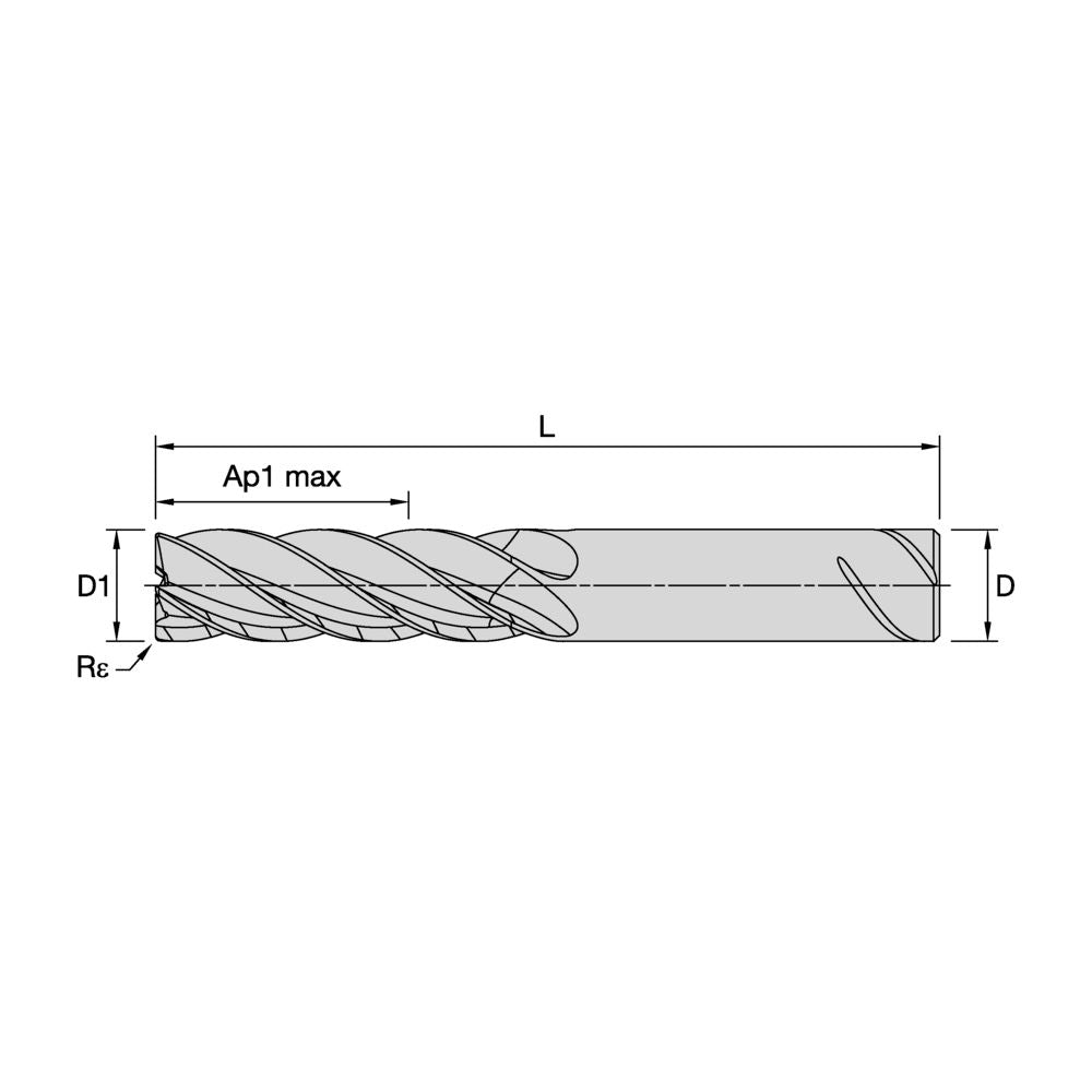 HARVI II TE end mill dimensional drawing