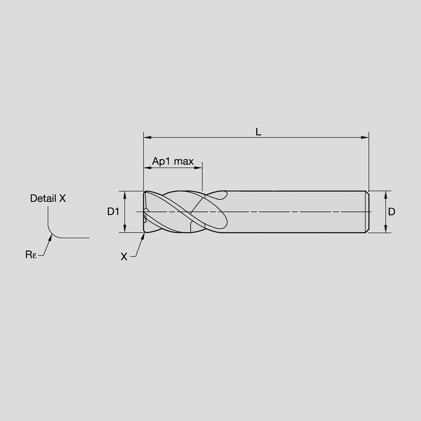 Picture of endmill schematics with data points highlighted.
