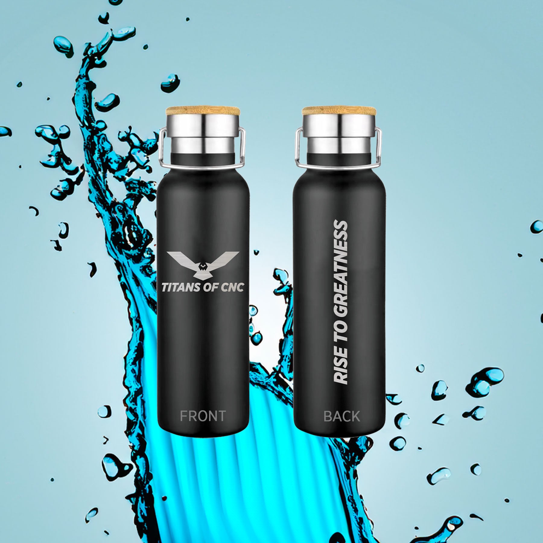 RISE TO GREATNESS | 18oz Double Walled Water Bottle