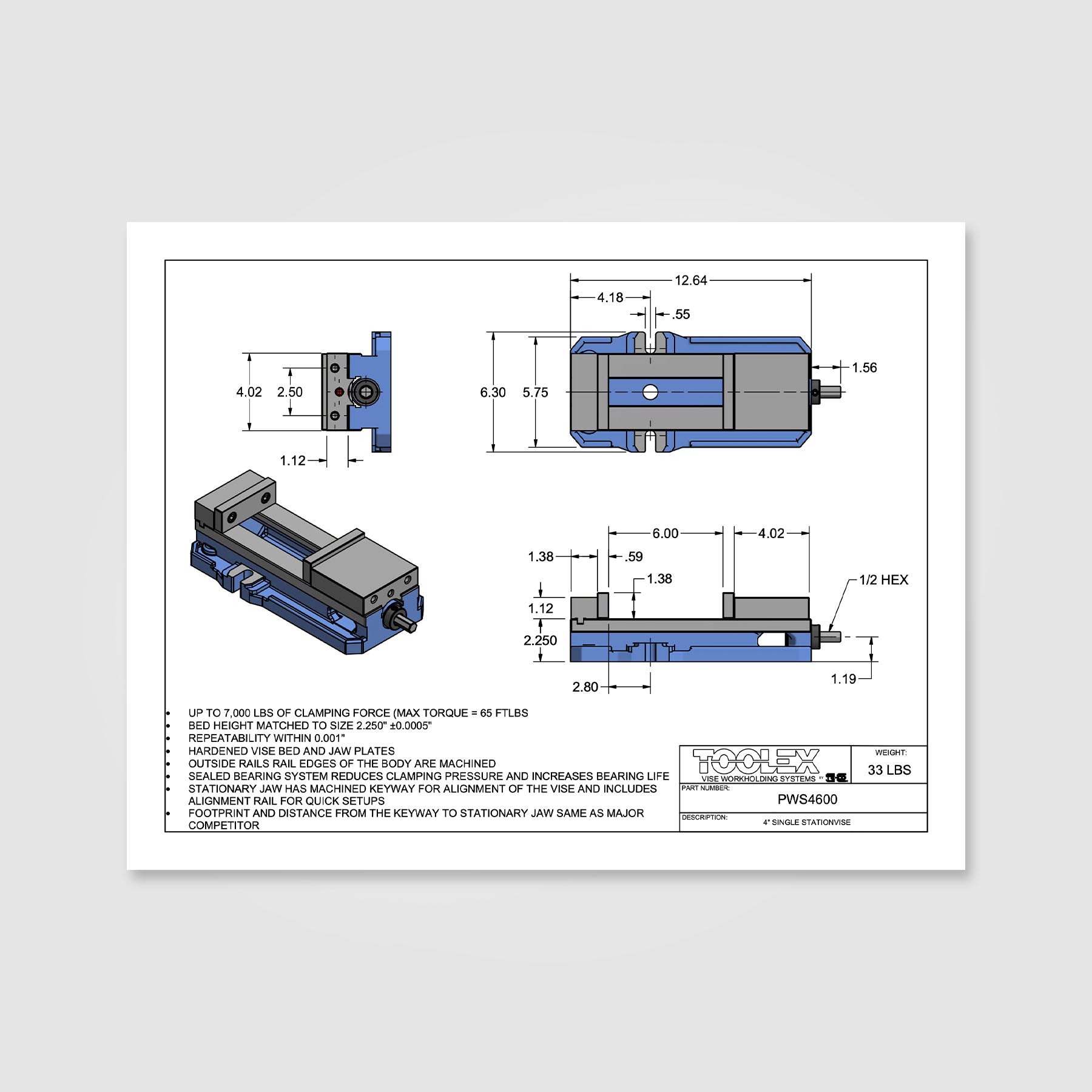 TE-CO 4" Standard Quality Vise | PWS-4600