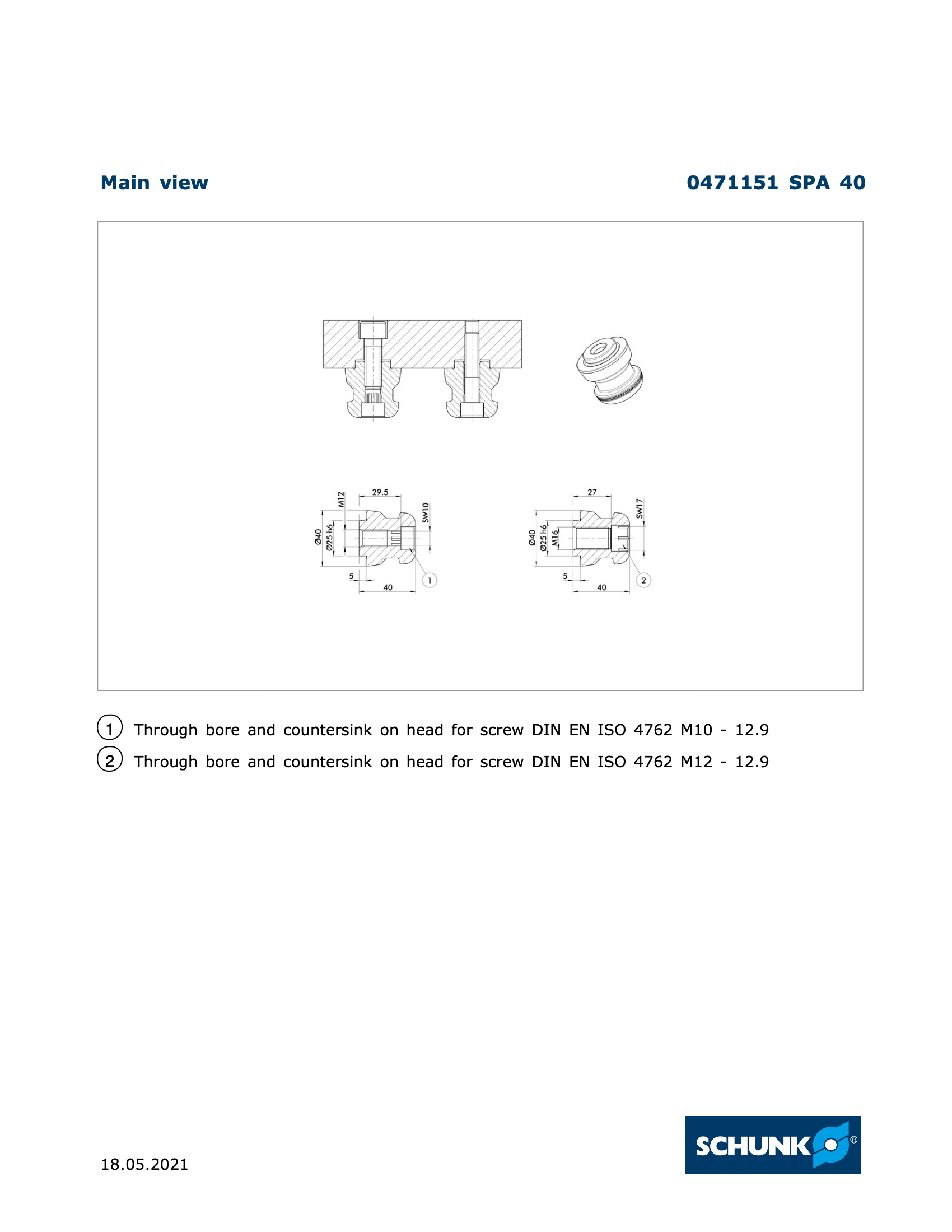 VERO-S SPA 40 Centering Clamping Pin