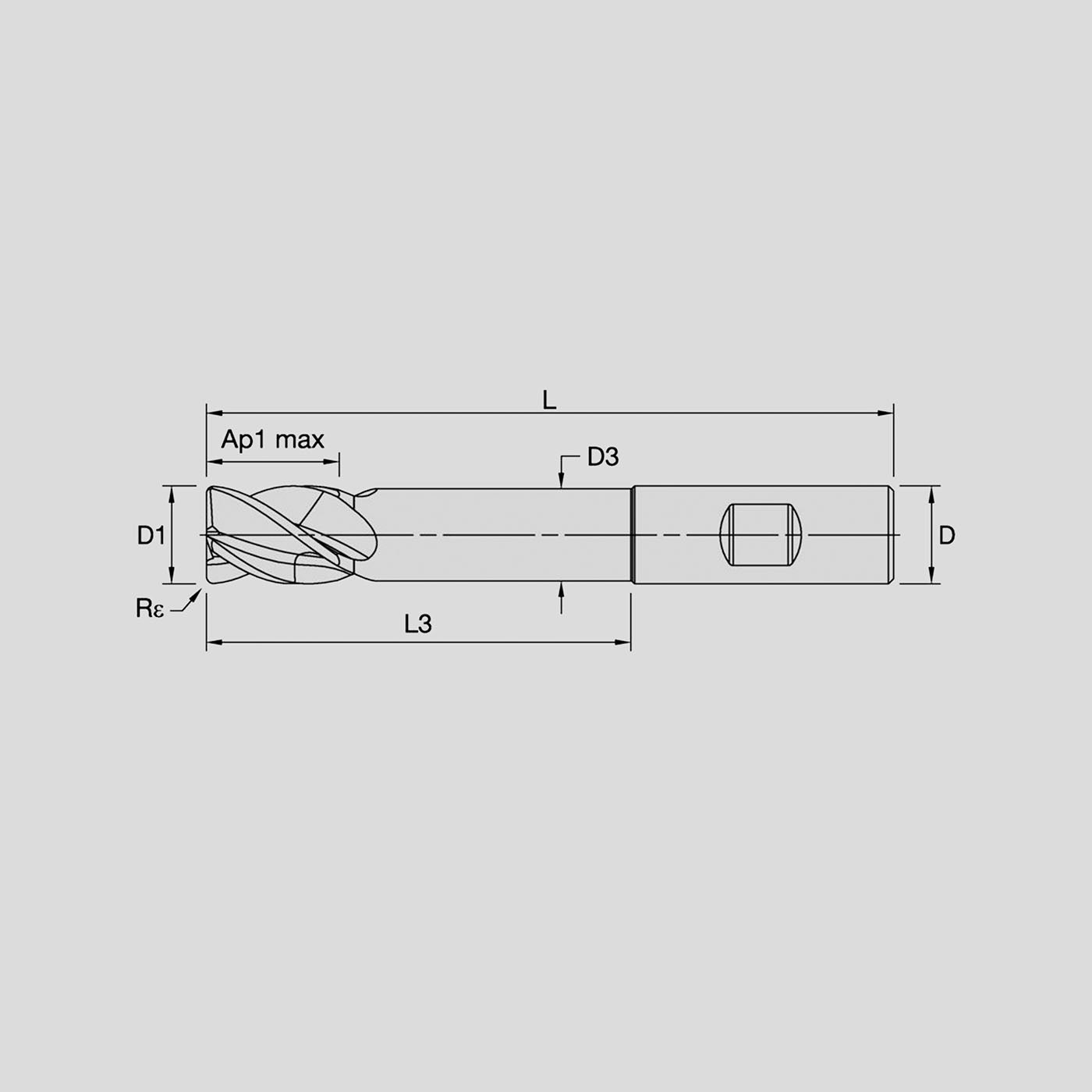 Picture of endmill schematics with data points highlighted.