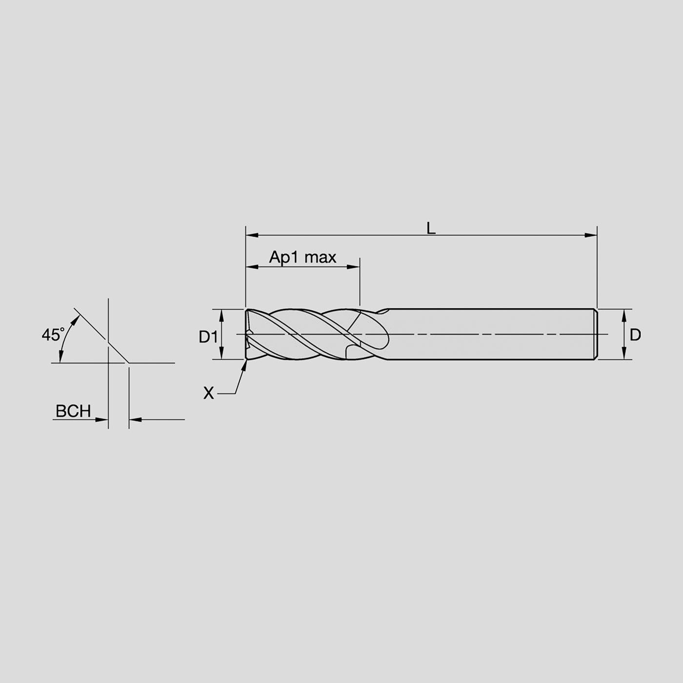Picture of endmill schematics with data points highlighted.