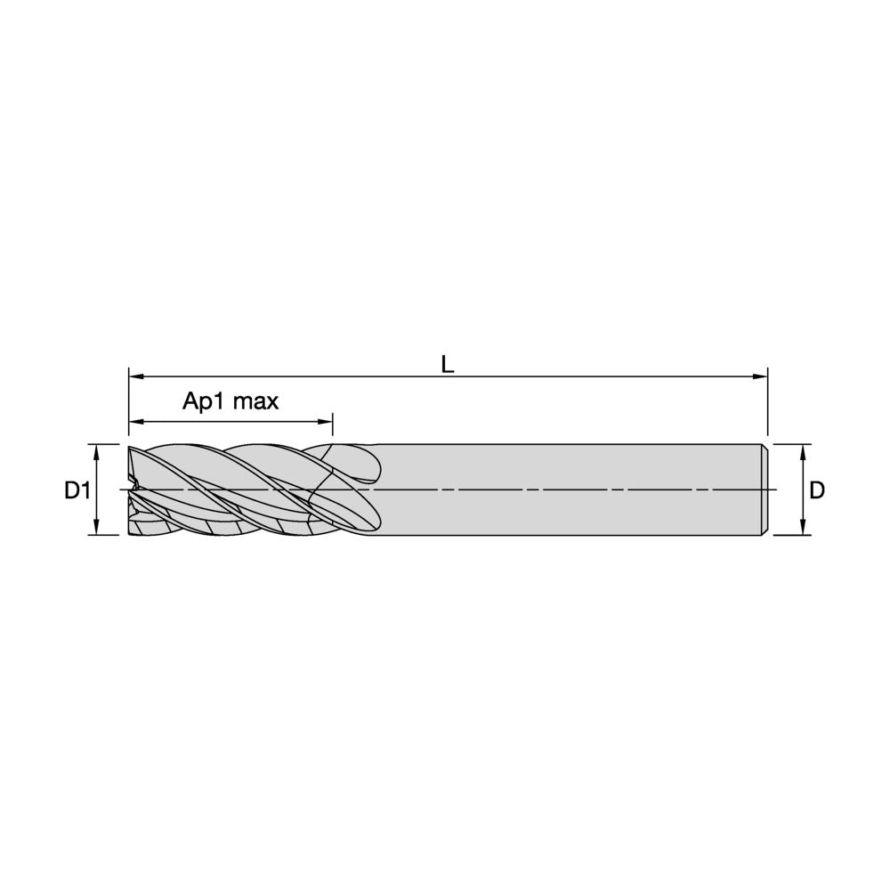 HARVI II TE end mill dimensional drawing