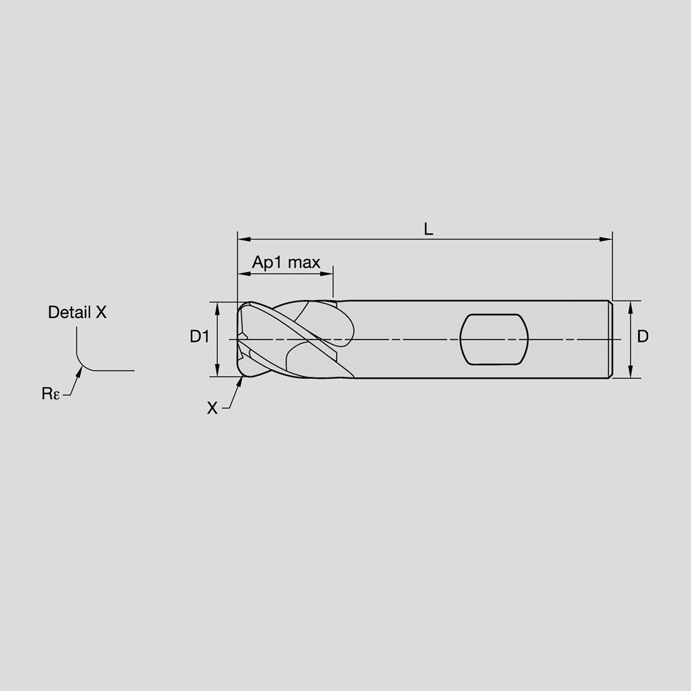 Picture of endmill schematics with data points highlighted.