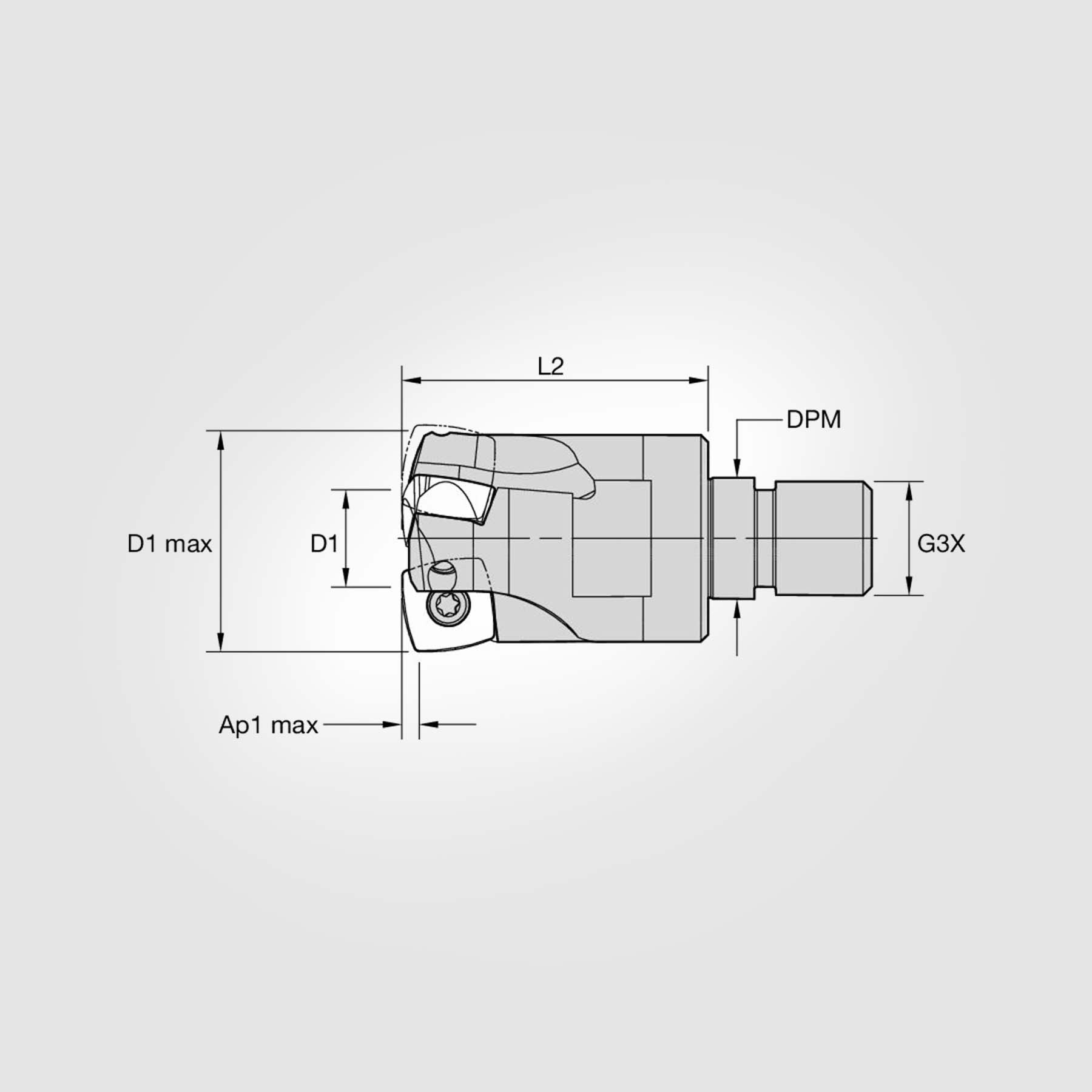 7792VXD-IC12 Screw-On High-Feed End Mill 1.250" Max Cut Dia with 2-Flutes 5659929